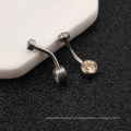 ASTM F136 Titanium Belly Button Clear Zircon Bezel Piercing Navel Ring Body Jewelry